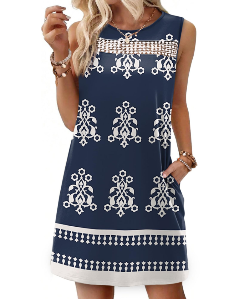 Renee Robe Mini Femme – Ljetna haljina na bretele od čipke, lepršavog kroja s džepovima, elegantnog stila