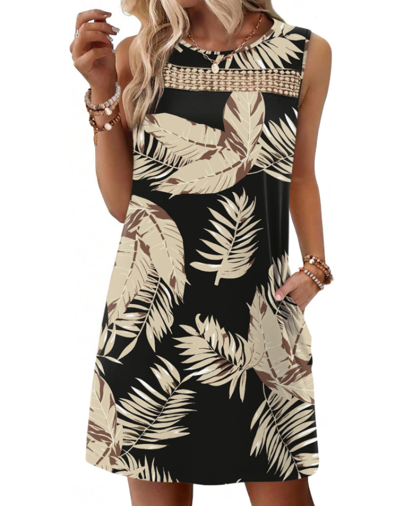Renee Robe Mini Femme – Ljetna haljina na bretele od čipke, lepršavog kroja s džepovima, elegantnog stila