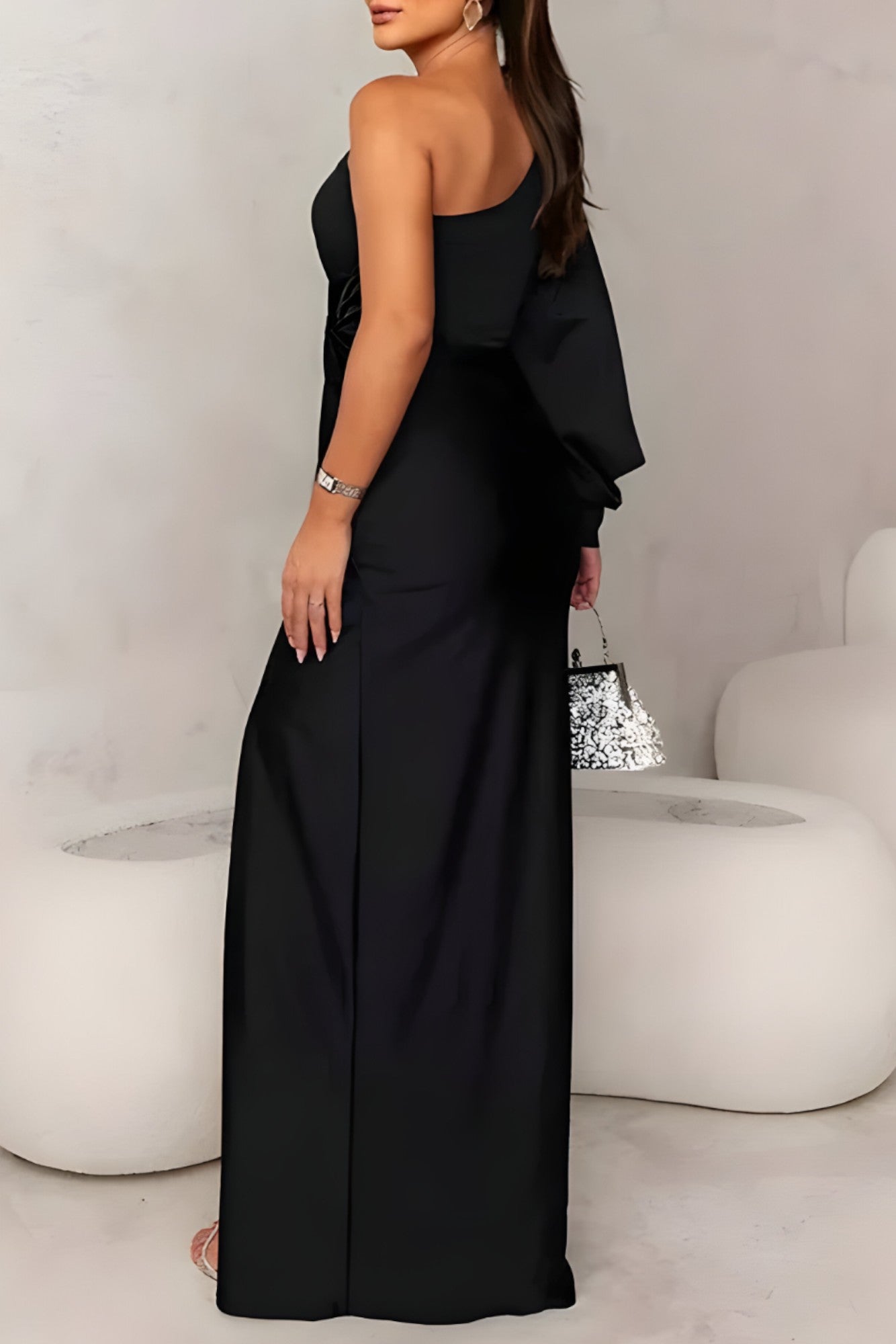 Kaia Robe Longue Femme – Élégante Robe de Soirée Chic avec Coupe Flatteuse & Tissu Fluide