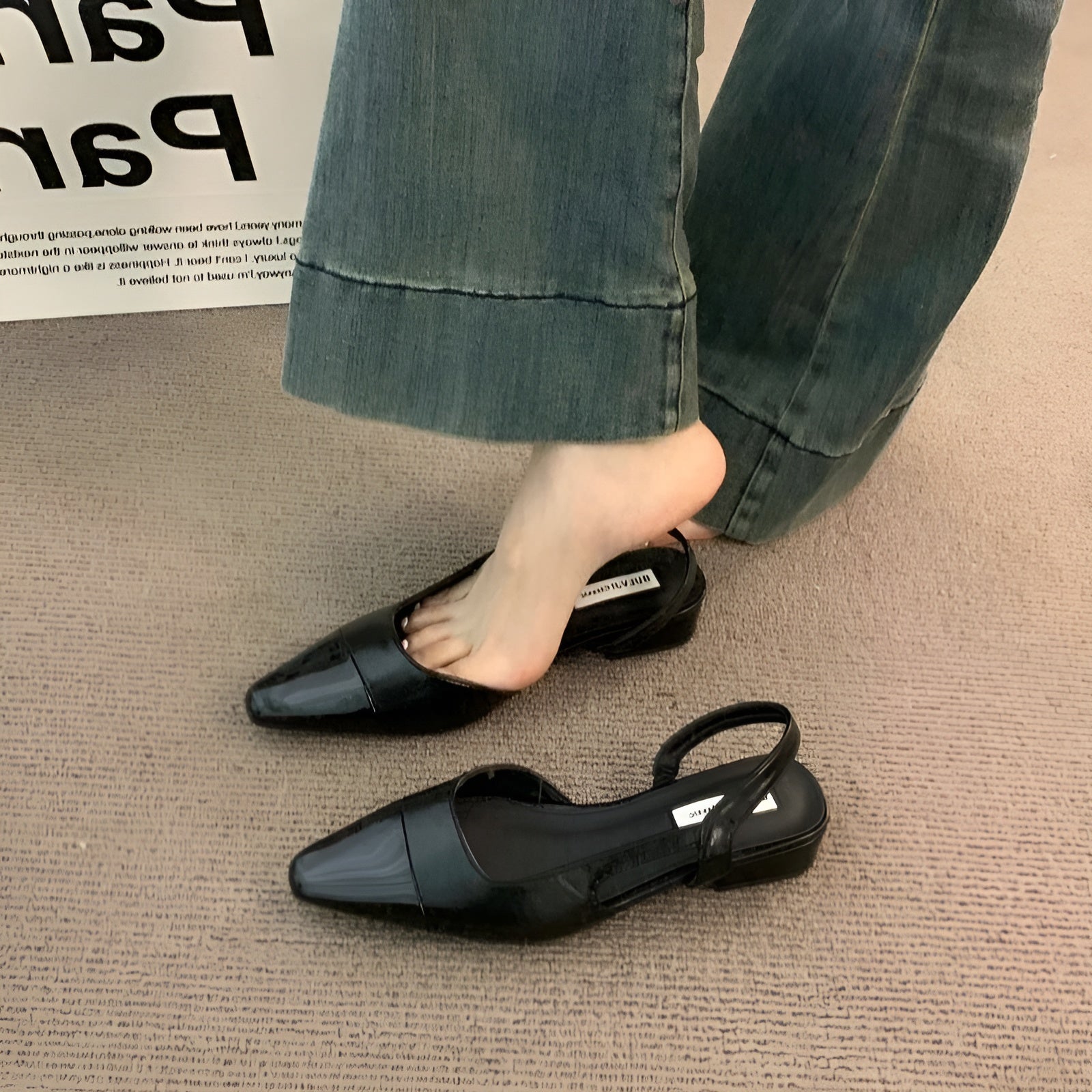 Baleriny damskie Camille – eleganckie buty ze szpiczastym noskiem i wygodnym kwadratowym obcasem