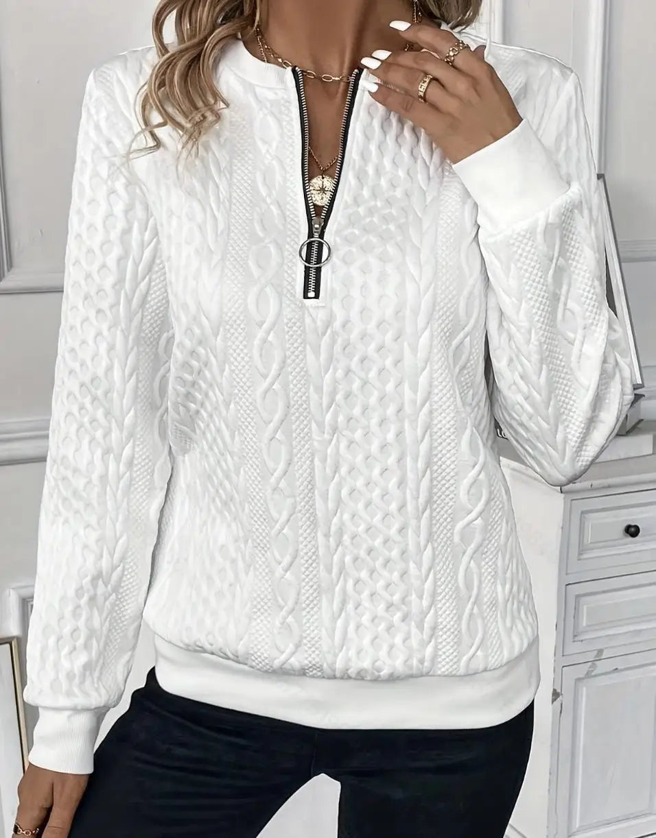 Margaux Sweat Femme Hiver – Pohodlný pletený zipový svetr s elegantním designem