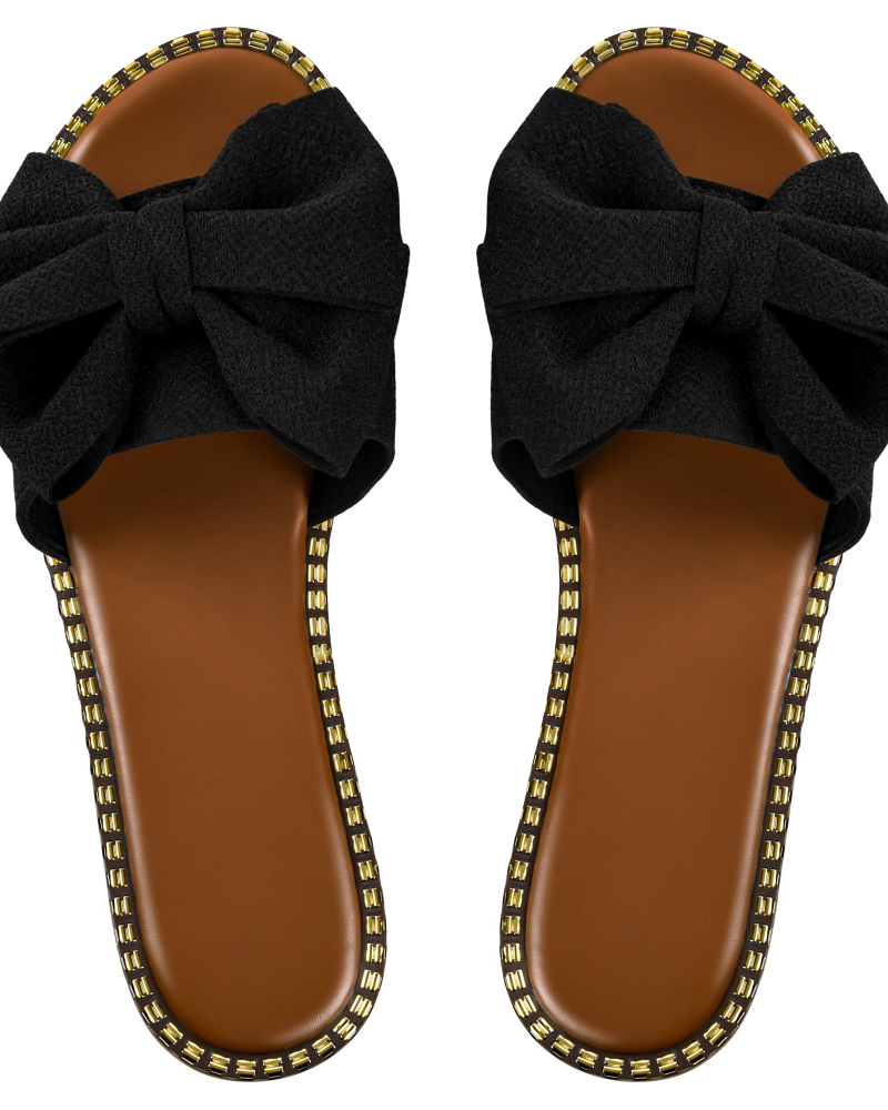 Jola ženske mule – ravne sandale s elegantnim mašnom i ljetnim slip-on dizajnom