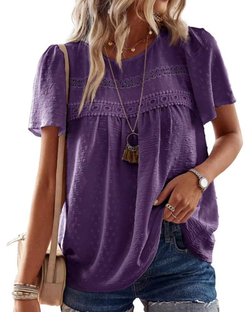 Naira Bluse Damen – Boho-Top aus Musselin mit Spitze & fließendem Schnitt