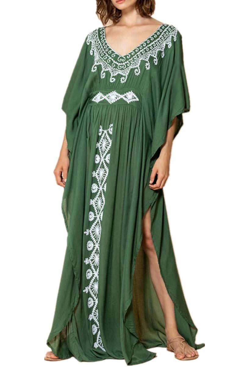 Eugenia Kimono Femme – Dugačka široka ljetna haljina za plažu, V-izrez i široki rukavi, ljetni prekrivač