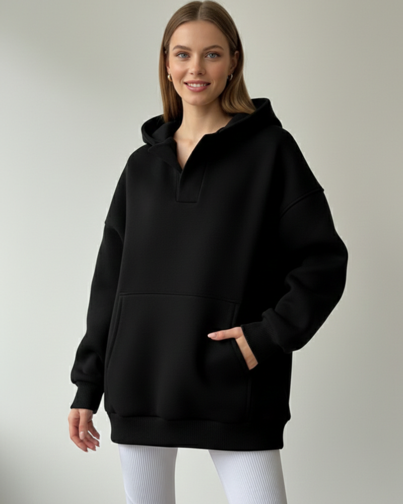 Gianna Hoodie Dames Oversized V-hals – Comfortabele Moderne Fleece Hoodie
