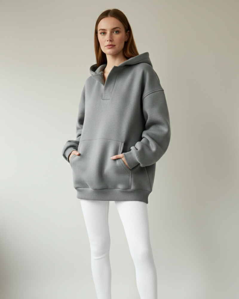 Gianna Hoodie Dames Oversized V-hals – Comfortabele Moderne Fleece Hoodie