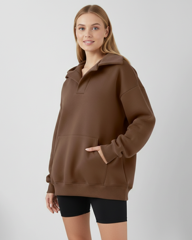 Gianna Hoodie Dames Oversized V-hals – Comfortabele Moderne Fleece Hoodie