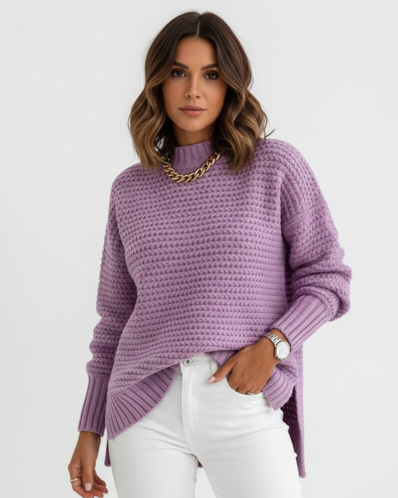 Women's High Neck Oversized Sweater – Soft Knit, Loose Fit & Winter Comfort
