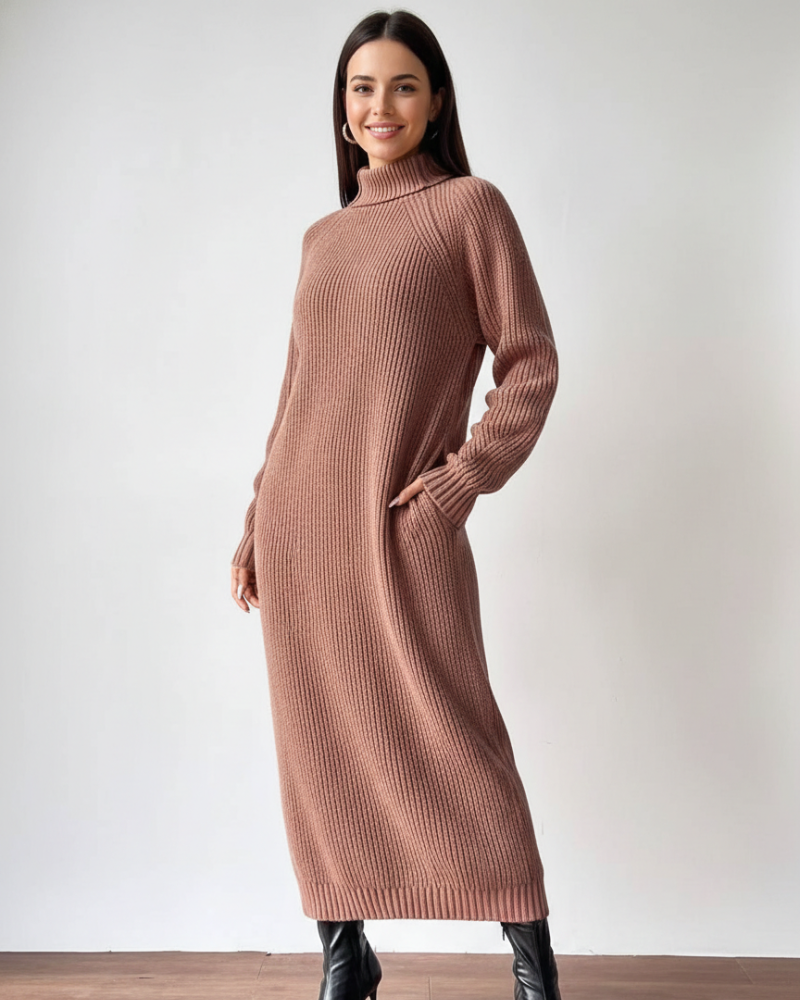 Sassy Lange Damesbadjas Gebreid – Warme Coltrui & Comfortabele Pasvorm