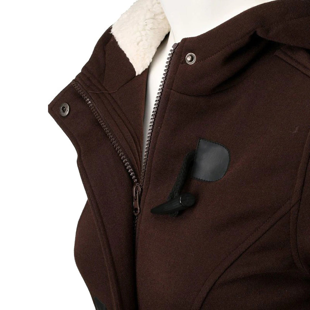 Katalina Manteau Damen Lang Winter – Elegant, Warm mit Integrierter Kapuze & Praktischen Taschen