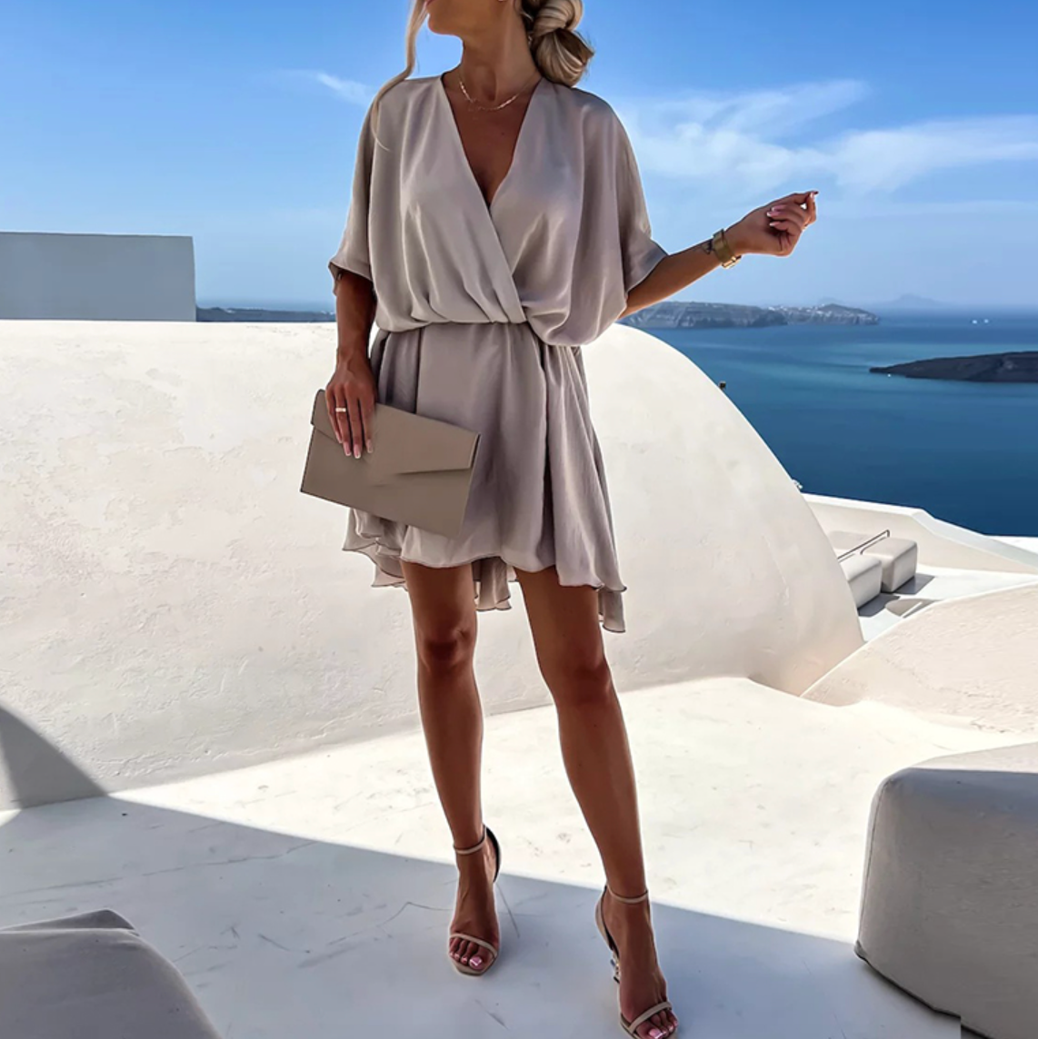 Romane Zomerse Jurk Dames – Elegante en Vloeiende Snit met Luchtige Stof & Tijdloos Ontwerp