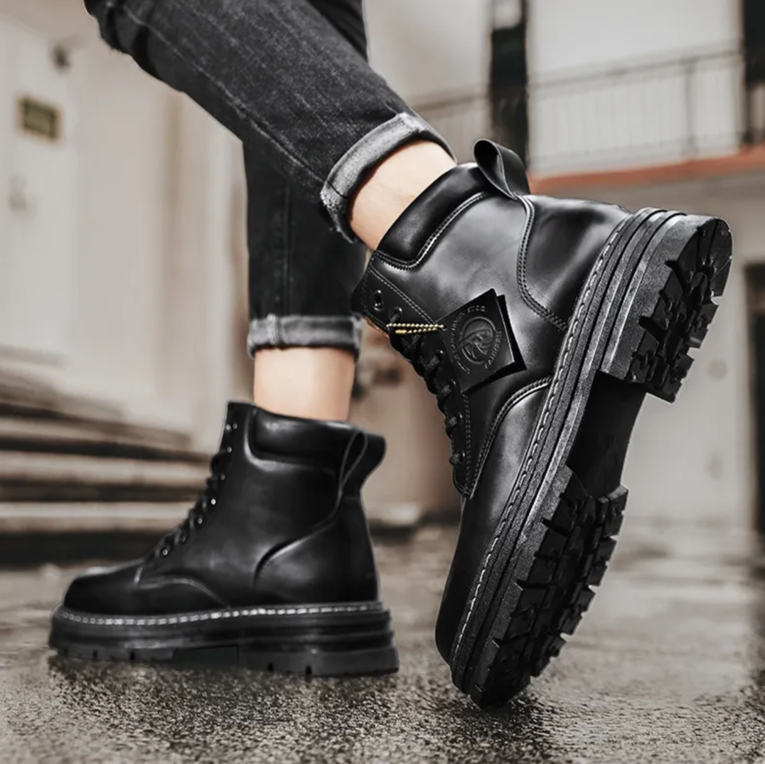 Marlon Bottes à Lacets pour Homme – Wygodne skórzane buty z podparciem łuku stopy i antypoślizgową podeszwą