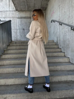 Riana Manteau Long d’Hiver Femme – Chaud Ceinturé avec Style Croisé Classique