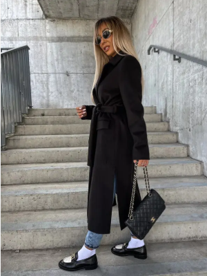 Talia Μαντώ Μακρύ Γυναικείο – Κομψό Χειμερινό Τρεντς με Ζώνη & Ζεστή Επένδυση