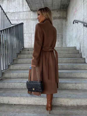 Riana Manteau Long d’Hiver Femme – Chaud Ceinturé avec Style Croisé Classique