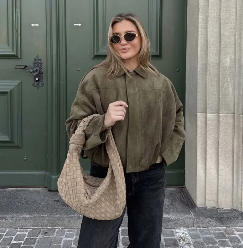 Elliana Veste Femme – Volná semišová bunda s praktickými kapsami na podzim/zimu