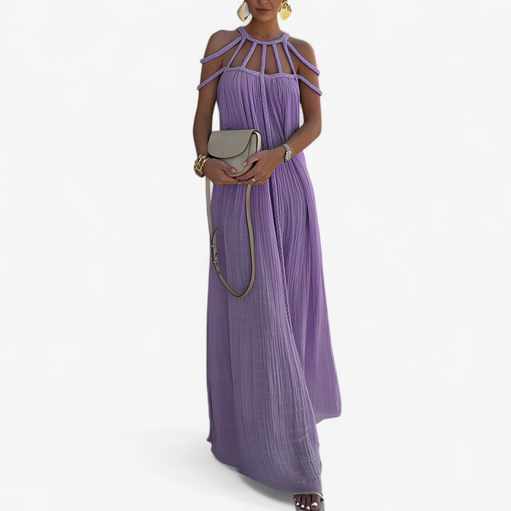 Linette Robe Longue Femme – Élégante Robe Maxi Fluide avec Coupe Droite et Style Polyvalent