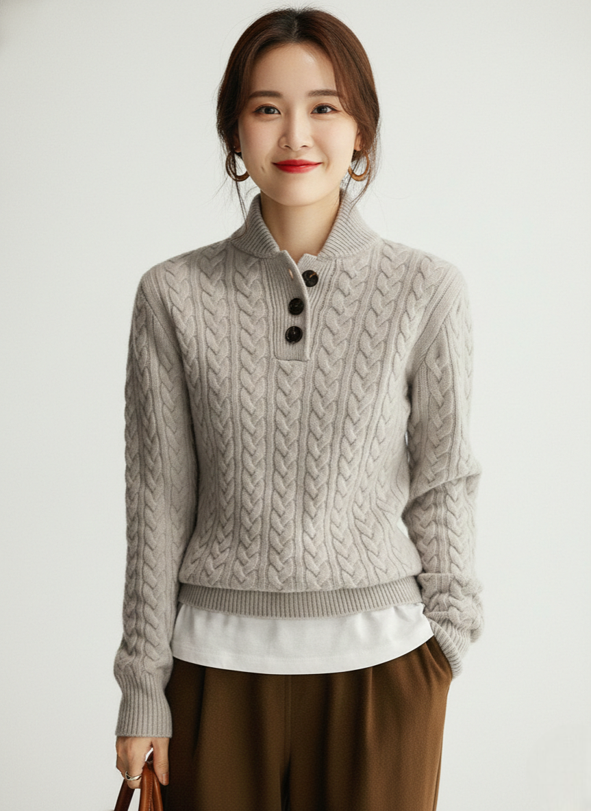 Шармен жіночий светр на ґудзиках – м’який плетений светр з елегантним коміром