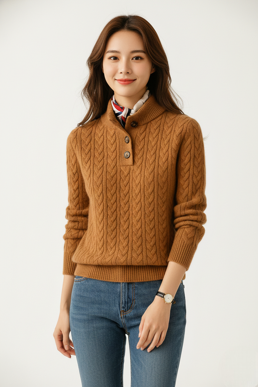 Шармен жіночий светр на ґудзиках – м’який плетений светр з елегантним коміром