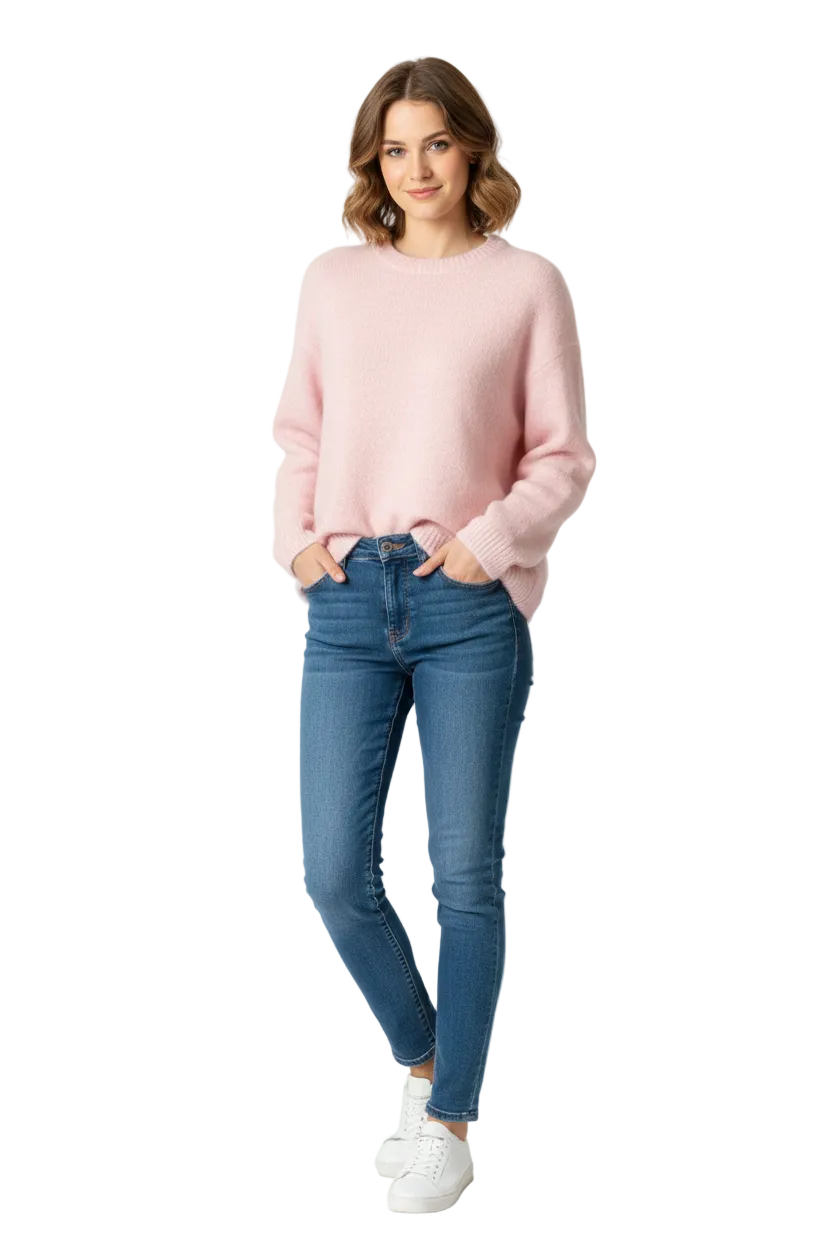 Maglione Donna Bodina Morbido Oversize – Girocollo & Maniche a Sbuffo Eleganti