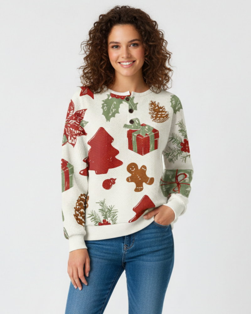 Quinlyn Damenpullover aus dickem Waffelstrick – Weiches, gebürstetes Innenfutter & Wärme für Herbst/Winter