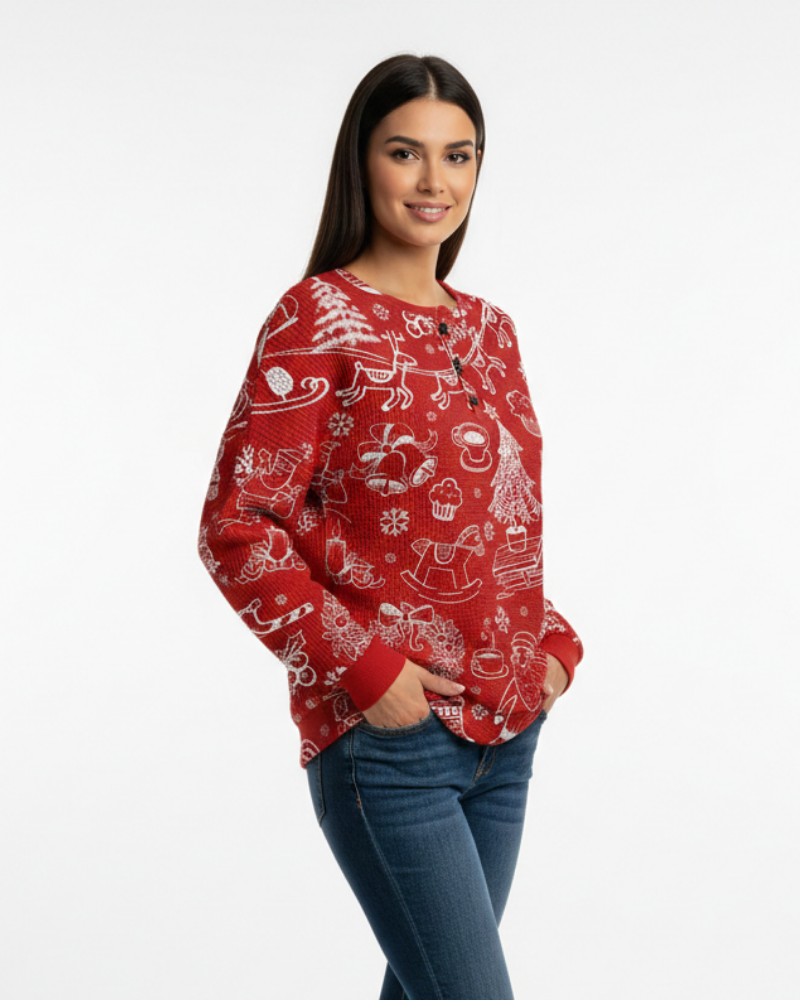 Quinlyn Damenpullover aus dickem Waffelstrick – Weiches, gebürstetes Innenfutter & Wärme für Herbst/Winter