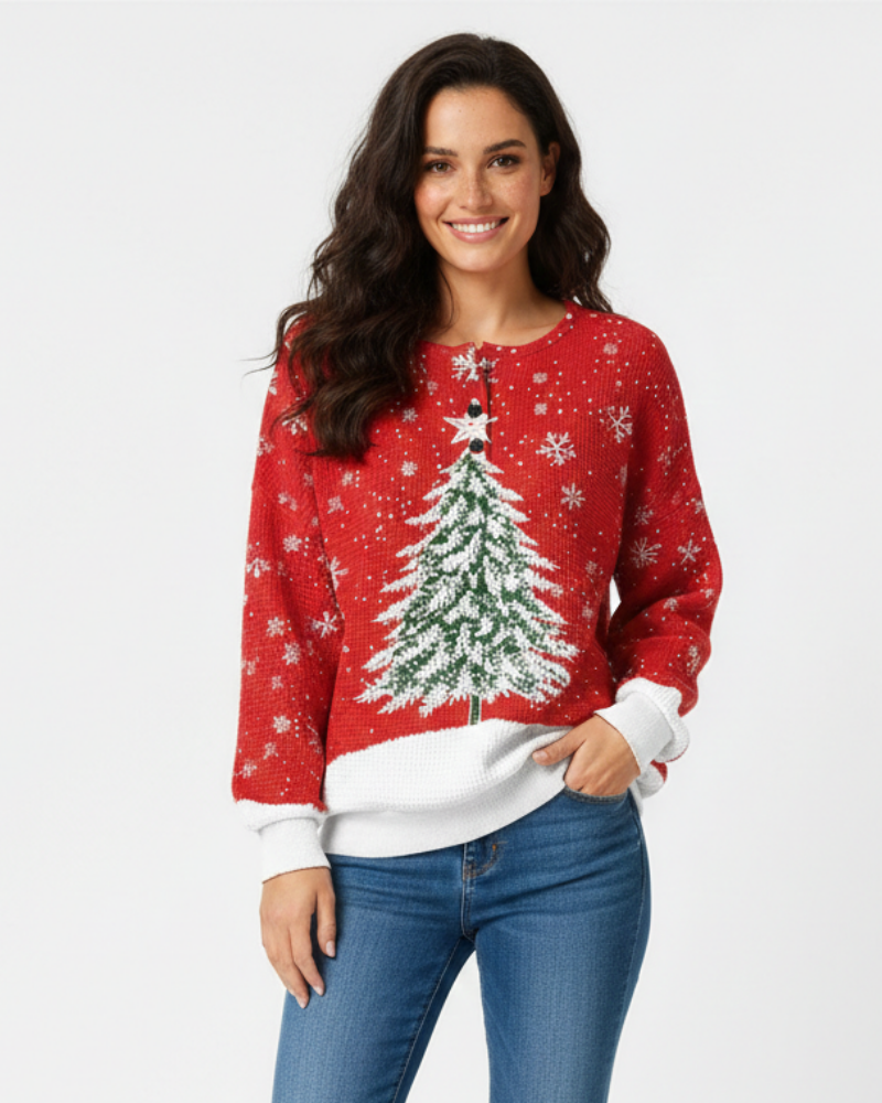 Quinlyn Damenpullover aus dickem Waffelstrick – Weiches, gebürstetes Innenfutter & Wärme für Herbst/Winter