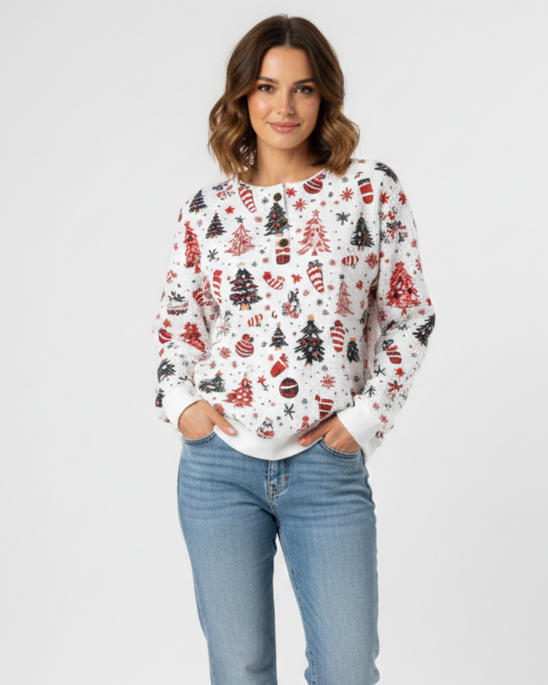 Quinlyn Damenpullover aus dickem Waffelstrick – Weiches, gebürstetes Innenfutter & Wärme für Herbst/Winter