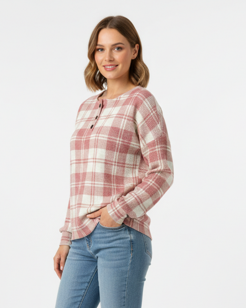 Quinlyn Damenpullover aus dickem Waffelstrick – Weiches, gebürstetes Innenfutter & Wärme für Herbst/Winter
