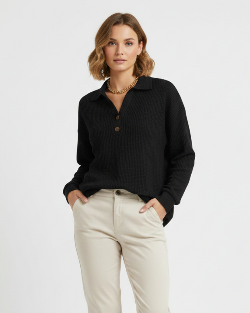 Quinlyn Damenpullover aus dickem Waffelstrick – Weiches, gebürstetes Innenfutter & Wärme für Herbst/Winter