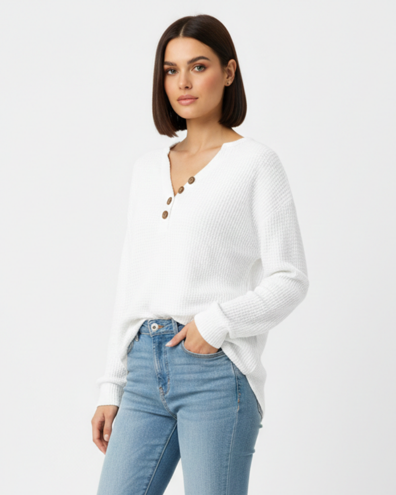 Quinlyn Damenpullover aus dickem Waffelstrick – Weiches, gebürstetes Innenfutter & Wärme für Herbst/Winter