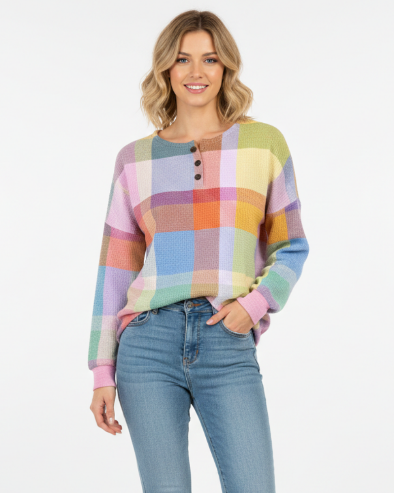 Quinlyn Damenpullover aus dickem Waffelstrick – Weiches, gebürstetes Innenfutter & Wärme für Herbst/Winter