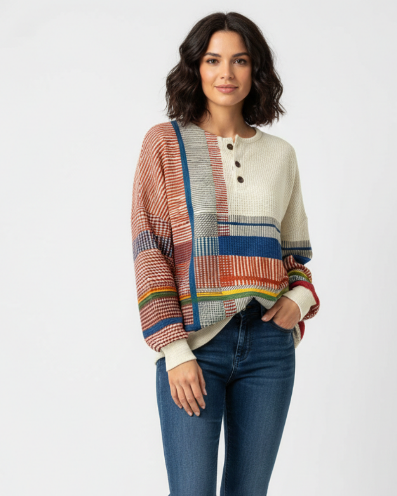 Quinlyn Damenpullover aus dickem Waffelstrick – Weiches, gebürstetes Innenfutter & Wärme für Herbst/Winter