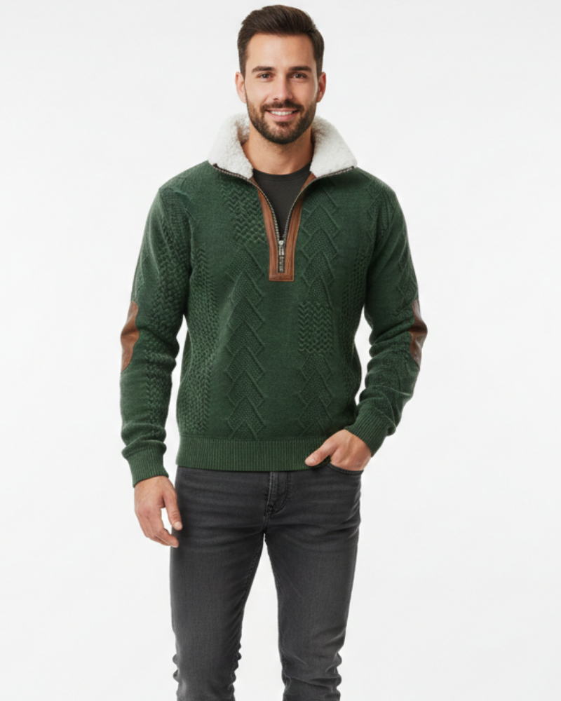 Quade férfi pulóver dupla gallérral – Szigetelő kötött anyag, tartós kényelem és letisztult stílus