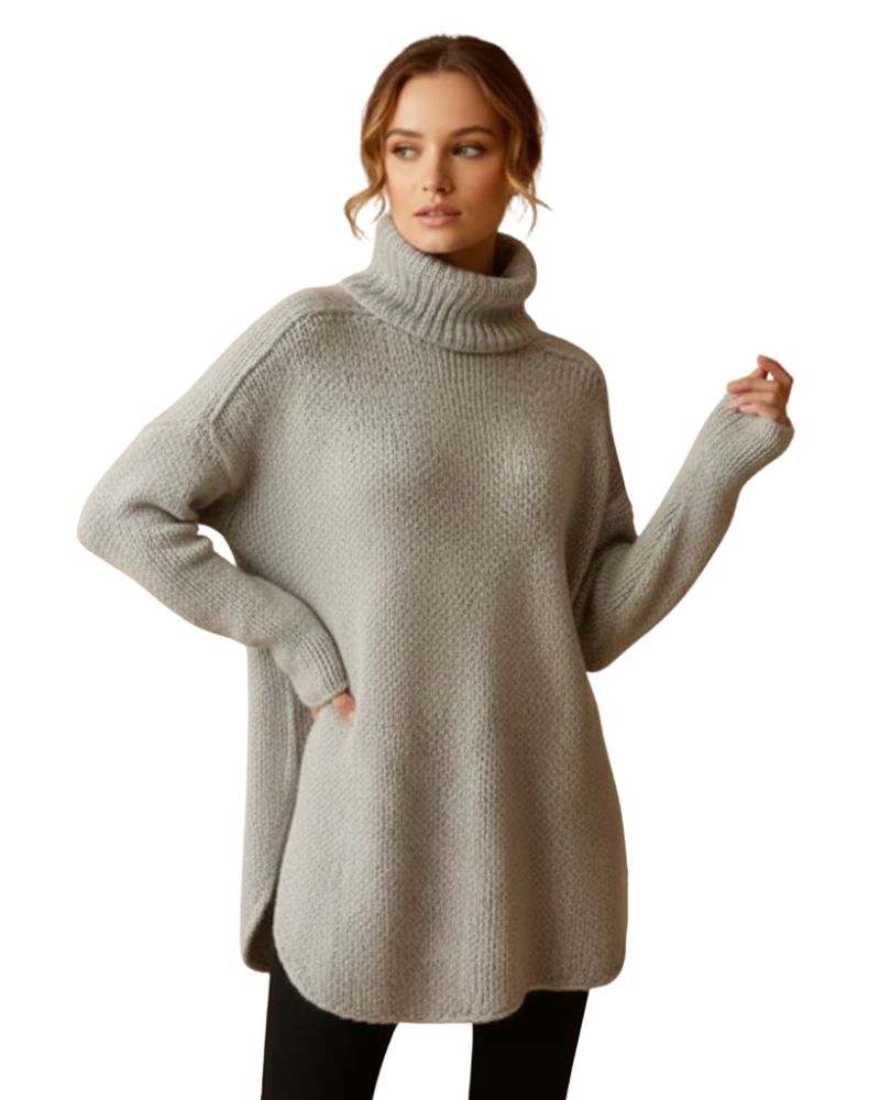 Gelly Pull Cuello Alto Mujer – Túnica Tejida Elegante de Corte Amplio para el Invierno