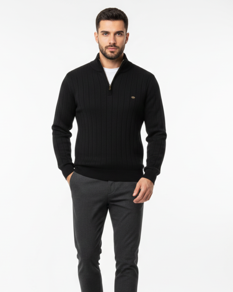 Zayne férfi pulóver félcipzárral – normál szabású, luxus kevert pamutból