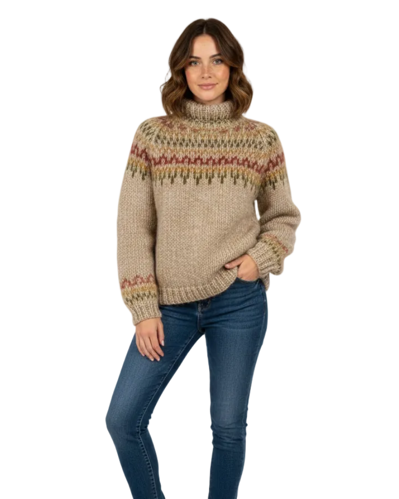 Angelica Pull Femme Motif Nordique – Coupe Relax & Confort Chaleureux