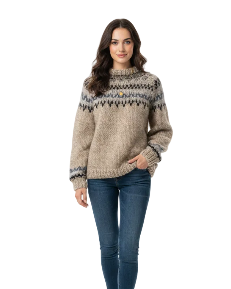 Angelica Pull Femme Motif Nordique – Coupe Relax & Confort Chaleureux