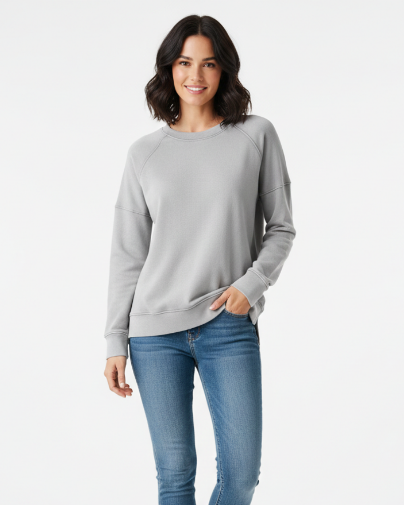 Clang Sweatshirt Bomuld Kvinde – Komfortabel Trøje Relaxed Pasform med Rund Hals & Ribbet Afslutning