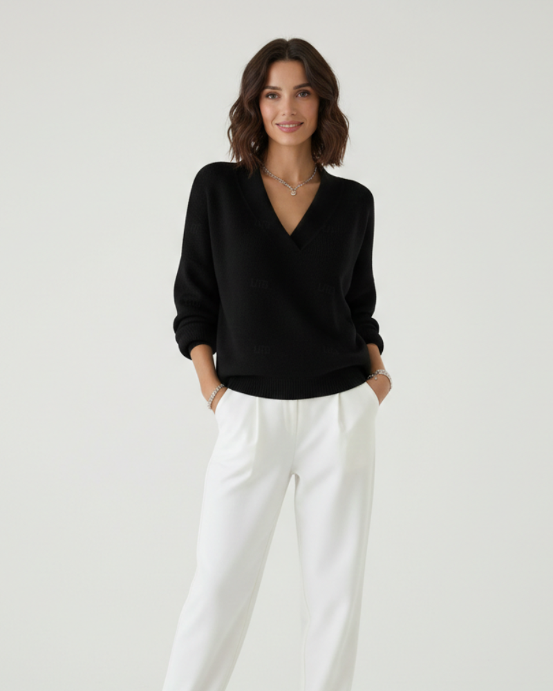 Jersey Alexandra para mujer con cuello en V suave – Corte fluido y elegancia diaria otoño/invierno