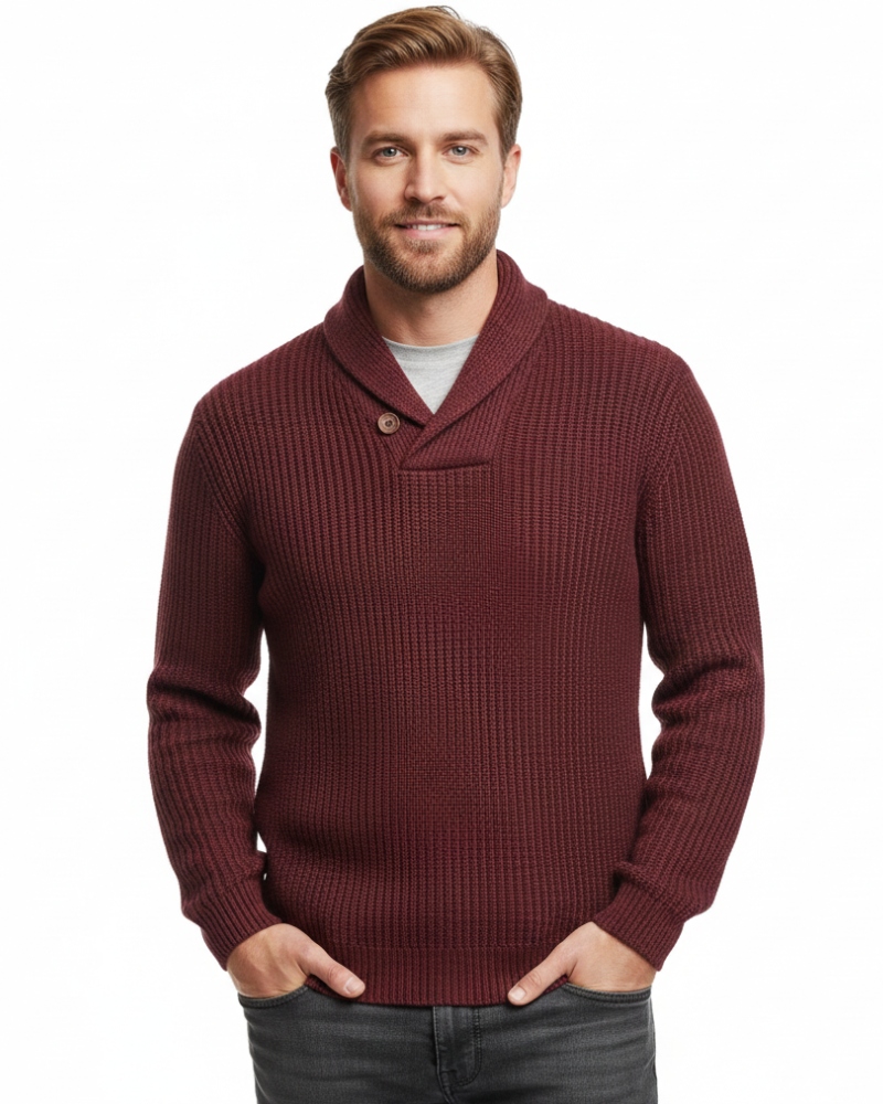 Luther Pull Uomo – Maglione a Treccia con Collo a Sciarpa e Taglio Moderno e Casual