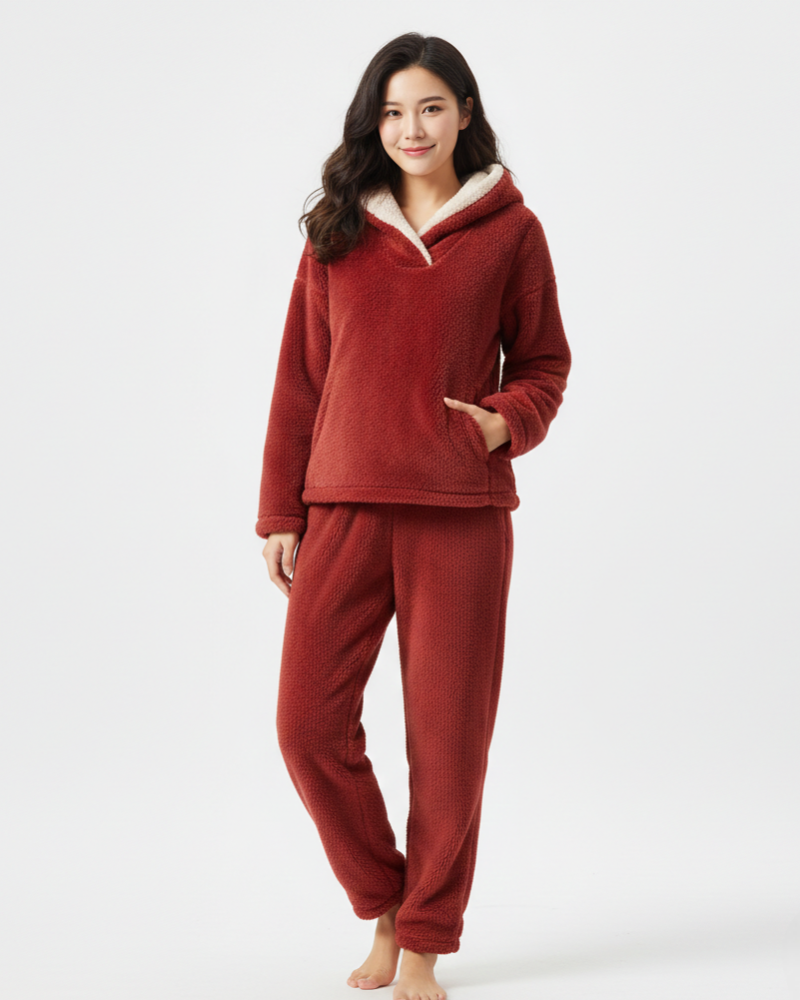 Emmalyn Pyjama Polaire Femme – Ensemble Doux et Chaud avec Haut Manches Longues et Pantalon