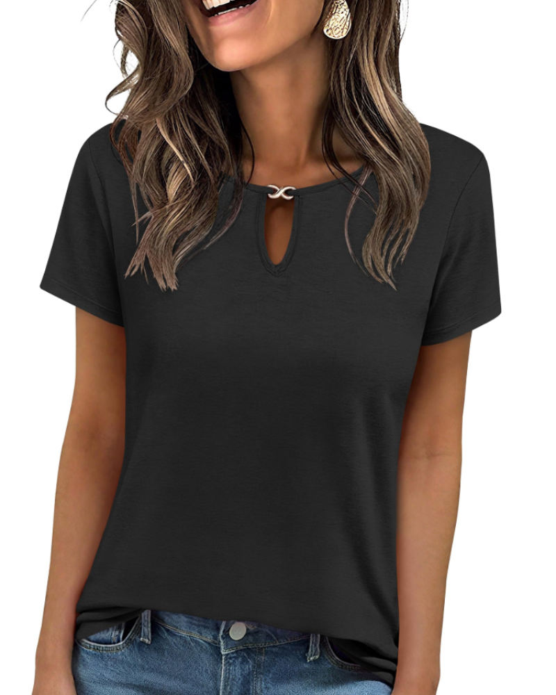 Veya Top Femme – Elegantní tričko s výstřihem Keyhole, přiléhavý střih, ležérní šik léto
