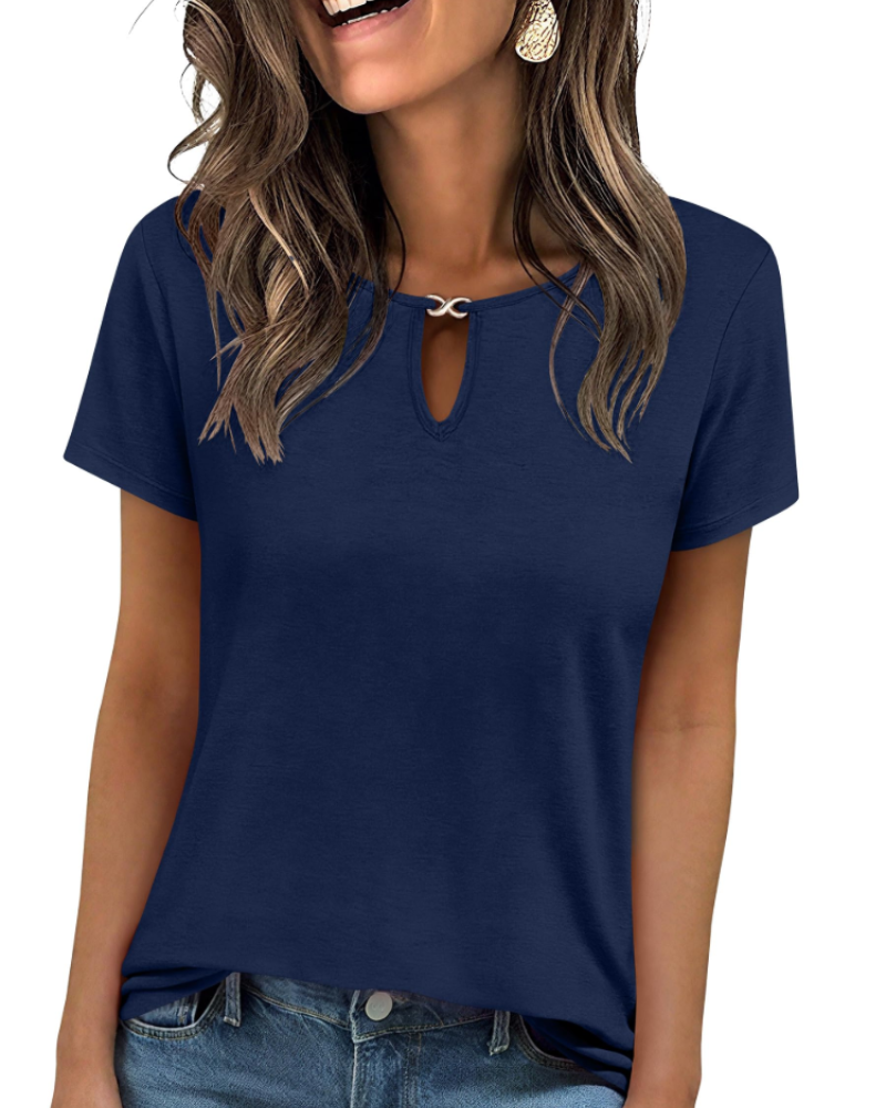 Veya Top Femme – Elegantní tričko s výstřihem Keyhole, přiléhavý střih, ležérní šik léto