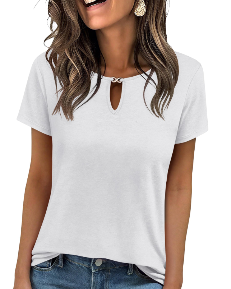 Veya Top Femme – Elegantní tričko s výstřihem Keyhole, přiléhavý střih, ležérní šik léto