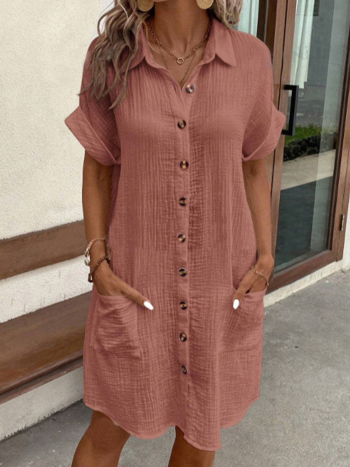 Albertine Robe Chemise Dame – Løs pasform med knapper i let og åndbart bomuld