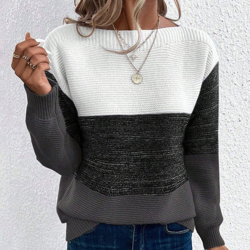 Sweter zimowy damski Kennedy Chunky Knit – ciepły sweter z długim rękawem i luźnym, prostym krojem