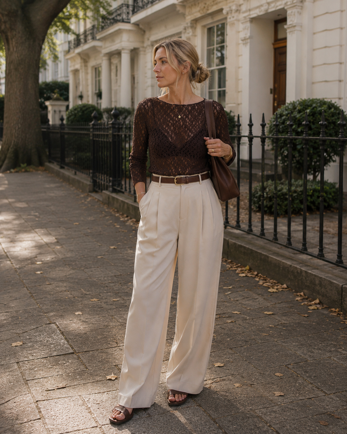 Rowan-Top aus Spitze für Damen – Blumenmuster, lange Ärmel & figurbetonter Schnitt