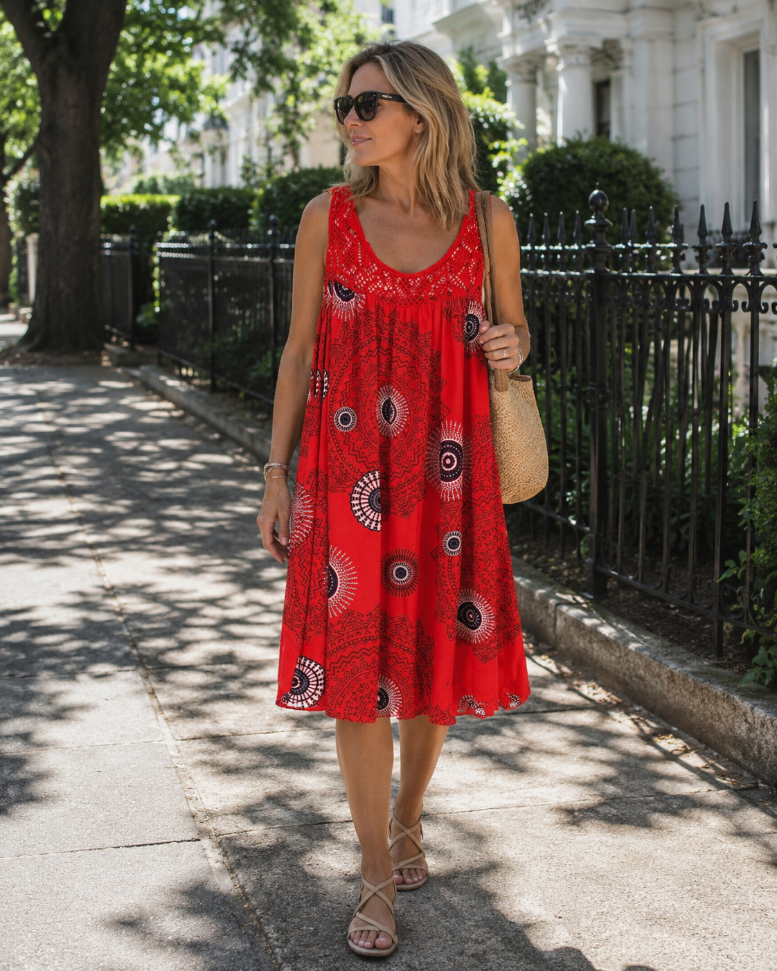 Fließendes Damenkleid von Riley – Künstlerischer Print, lockerer Schnitt & sommerlicher Boho-Stil