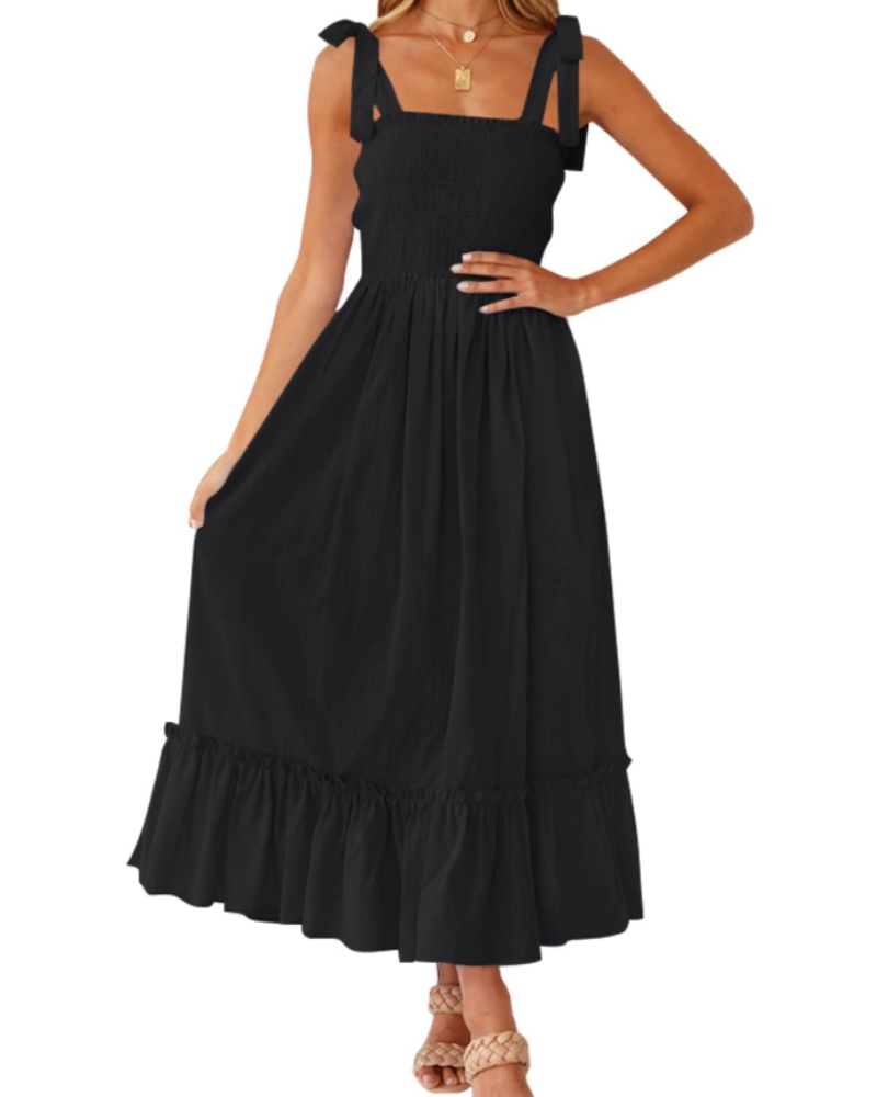 Abito Lungo Willow Donna Estate – Spalline Sottili, Scollo Quadrato e Volant
